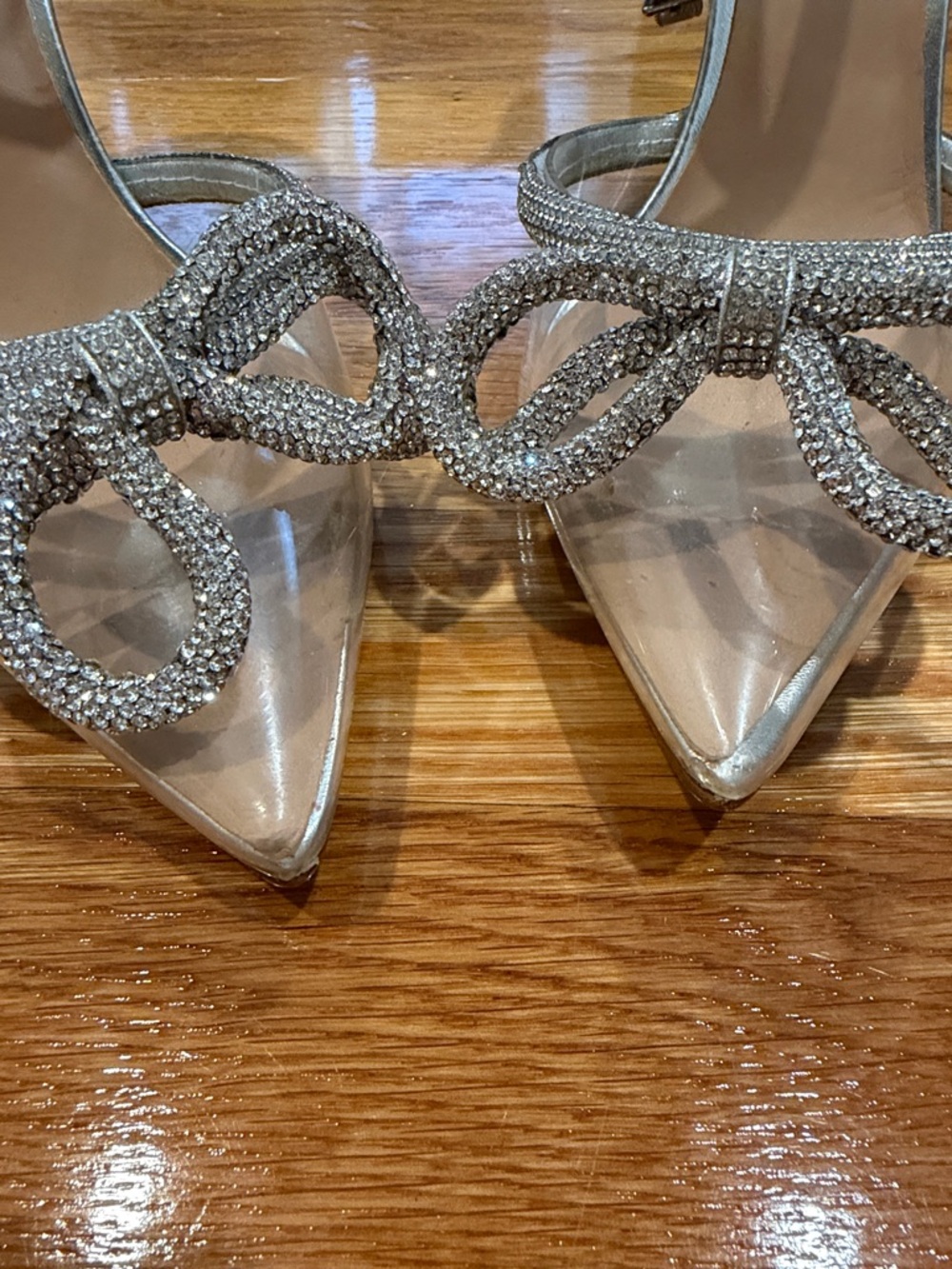 Silver Rhinestone Bow Accent Heels - Picture 8 of 10